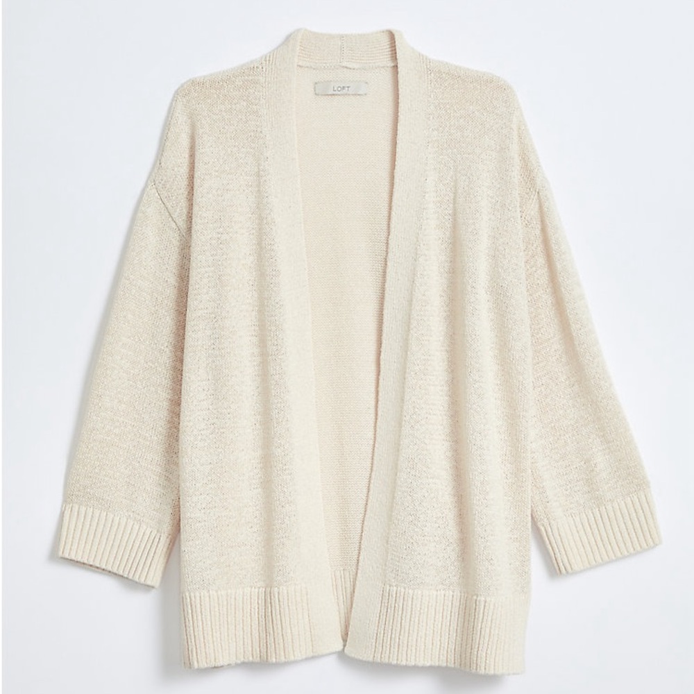 LOFT Rib Trim Open Cardigan XL